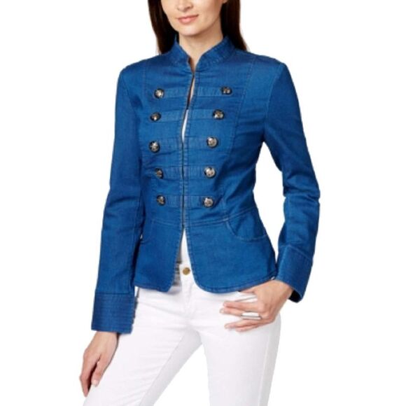 Inc International Concepts Denim Military Jacket - Picture 3 of 3